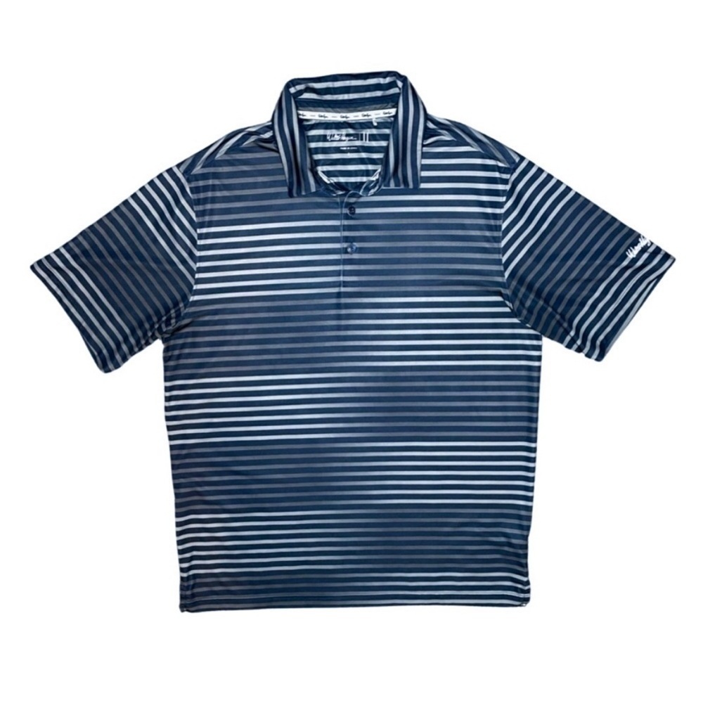 Walter Hagen Golf Polo Men’s Large Blue Stripe Performance Golf Shirt